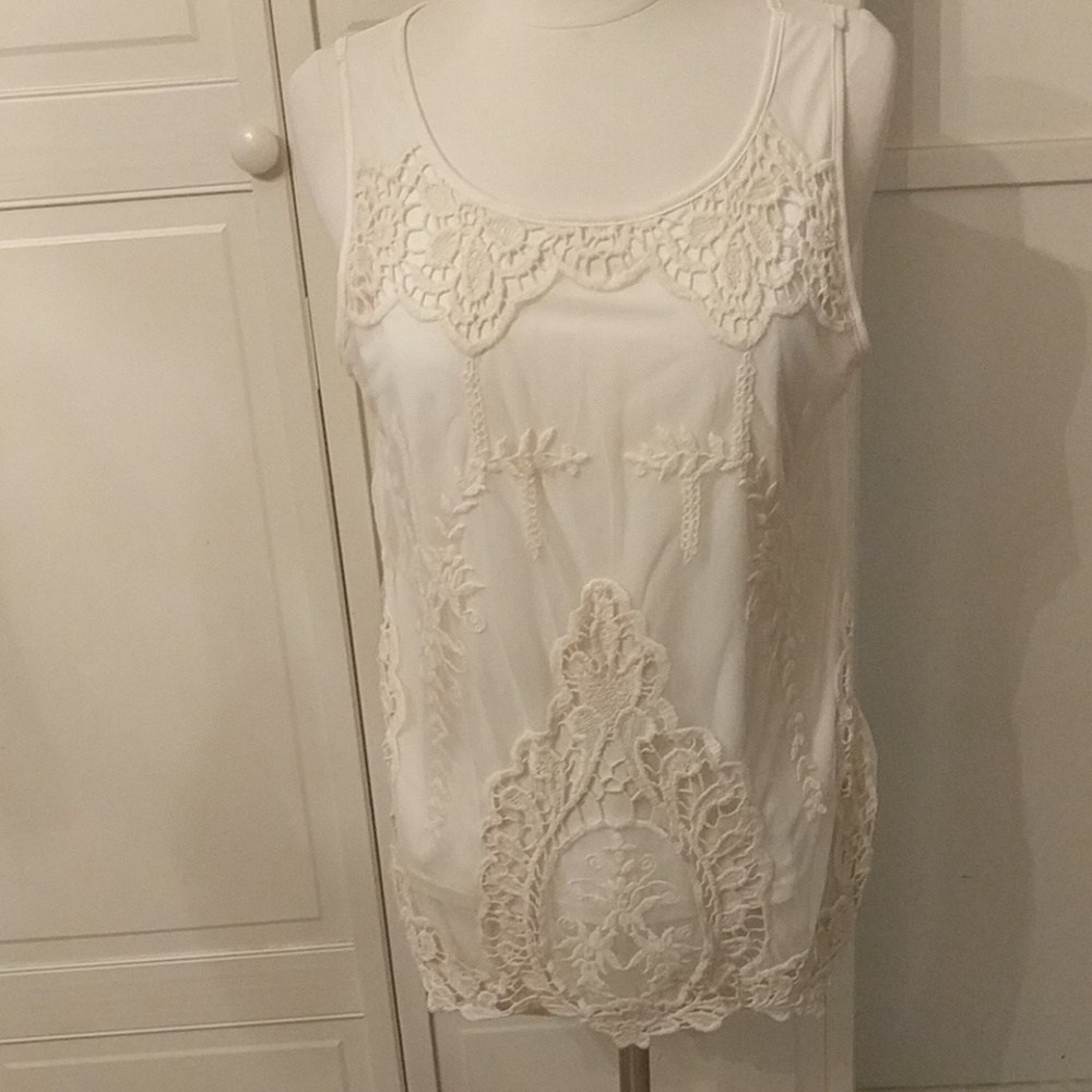 ✅Artisan NY Cream Lace Tank Top Medium Romantic Fairy coquette